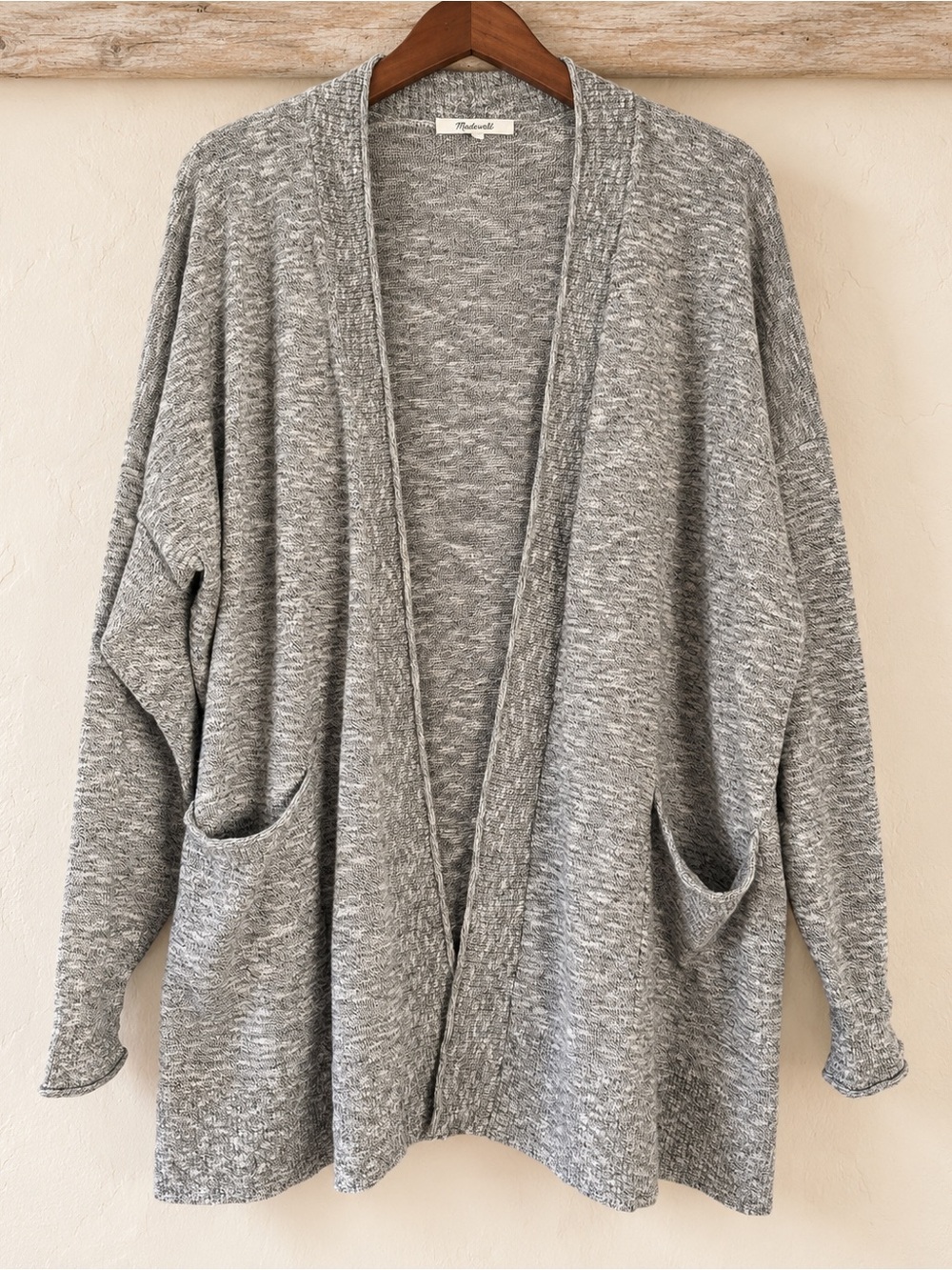 Madewell Marled Gray Open Front Cardigan Cotton Blend 2X